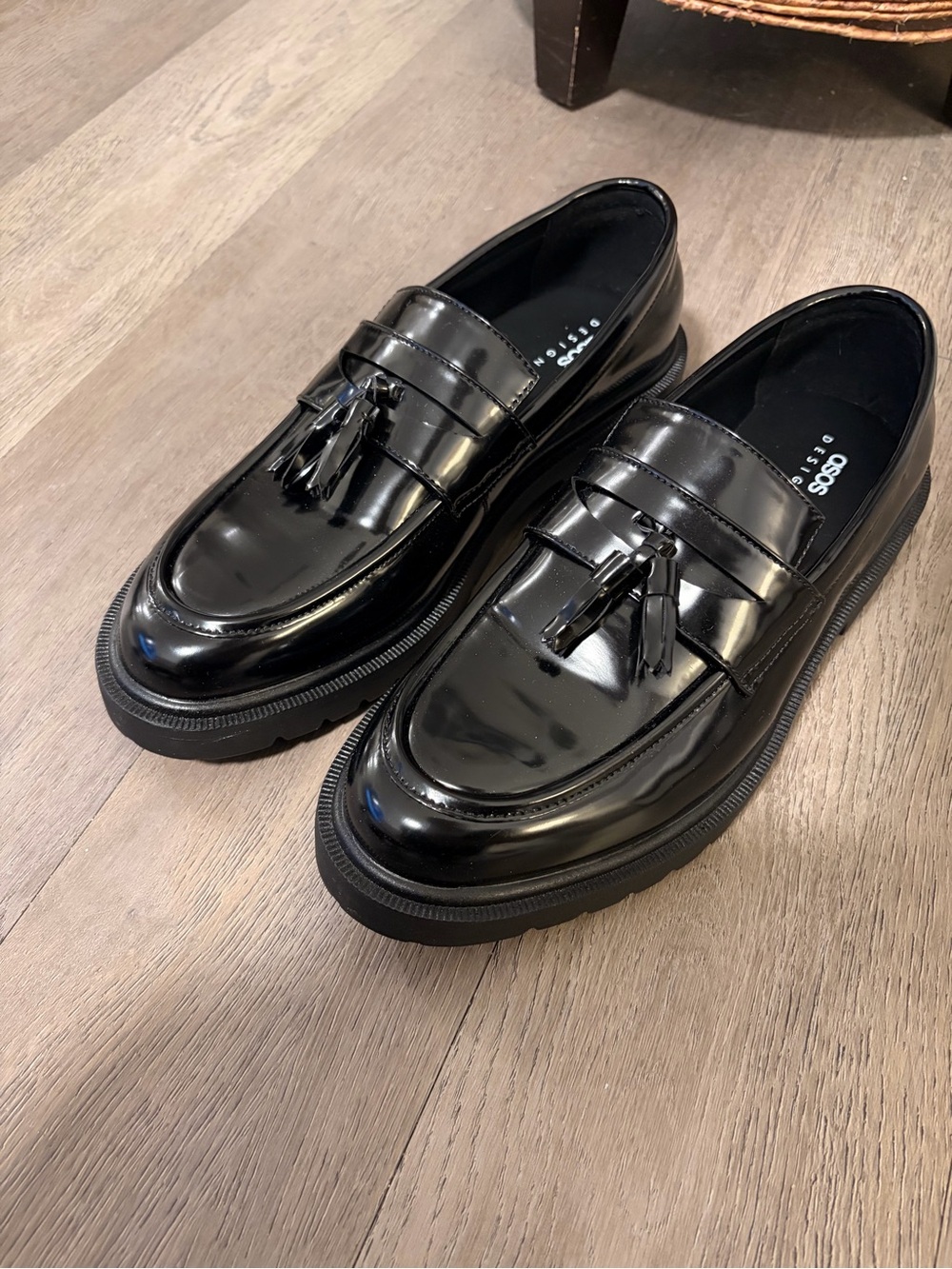 ASOS Design Black Patent Tassel Loafers